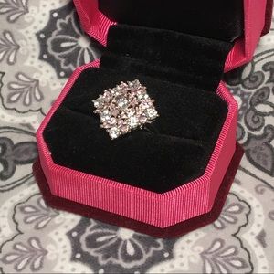 Pink CZ sterling silver cocktail ring size 6.5